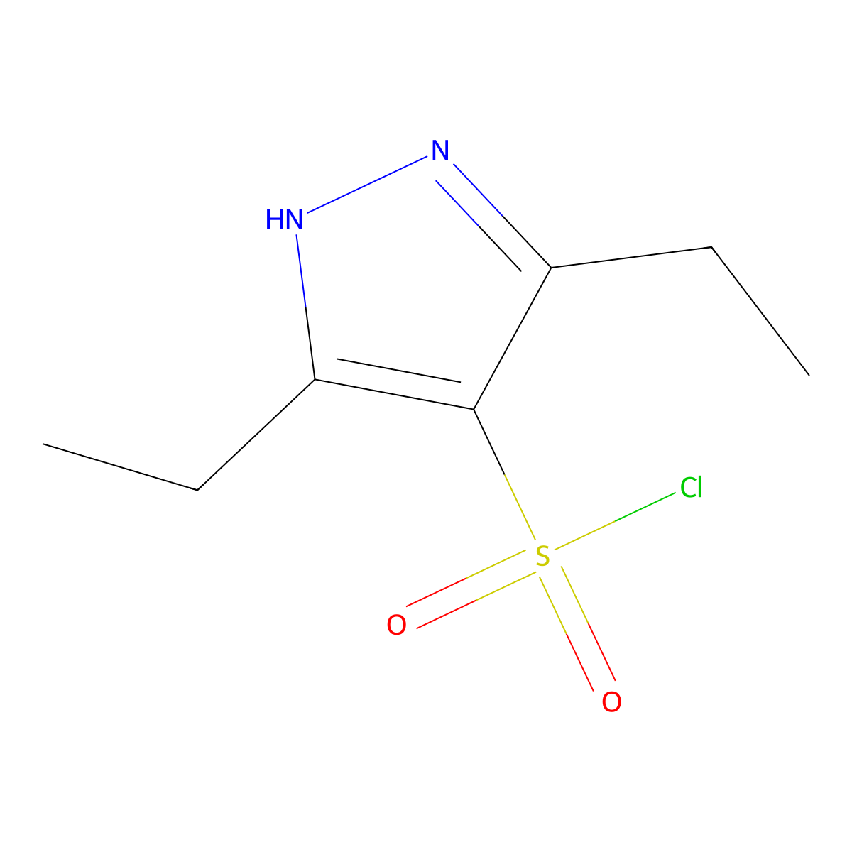 3,5-diethyl-1H-pyrazole-4-sulfonyl chloride molecular structure, CAS 1501963-48-9