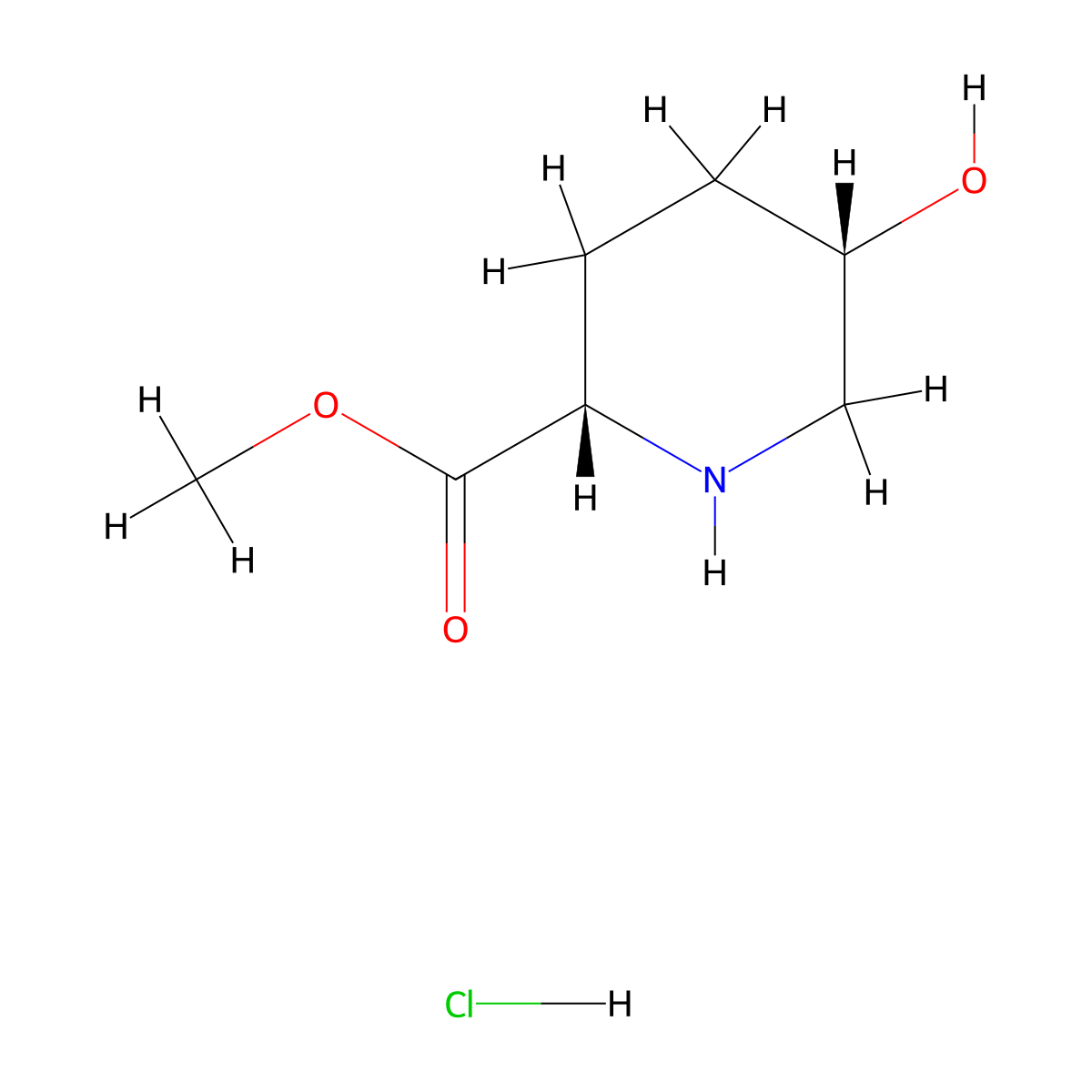 Methyl (2S,5S)-5-hydroxypiperidine-2-carboxylate hydrochloride molecular structure, CAS 1501980-31-9