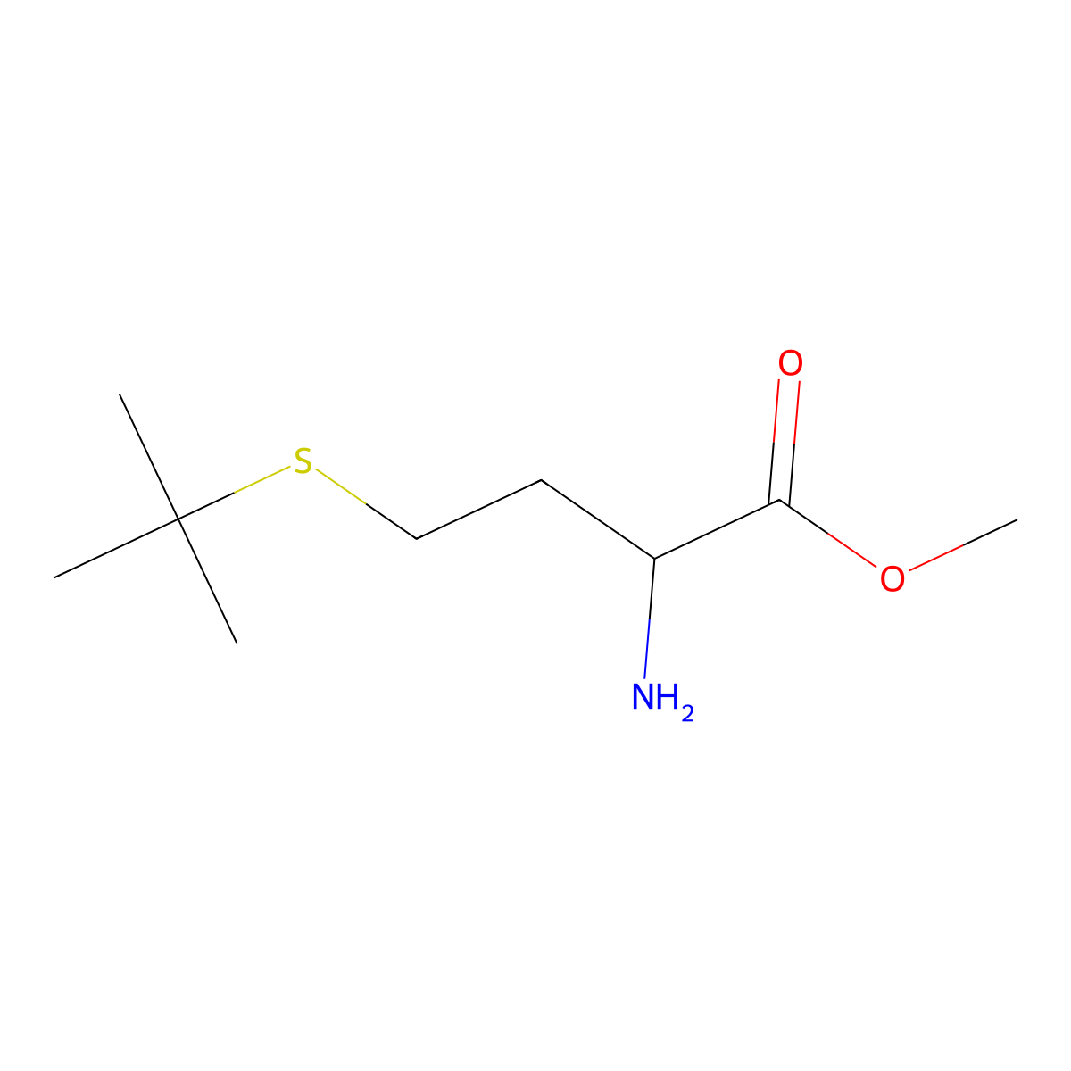 Methyl 2-amino-4-(tert-butylsulfanyl)butanoate molecular structure, CAS 1501995-23-8