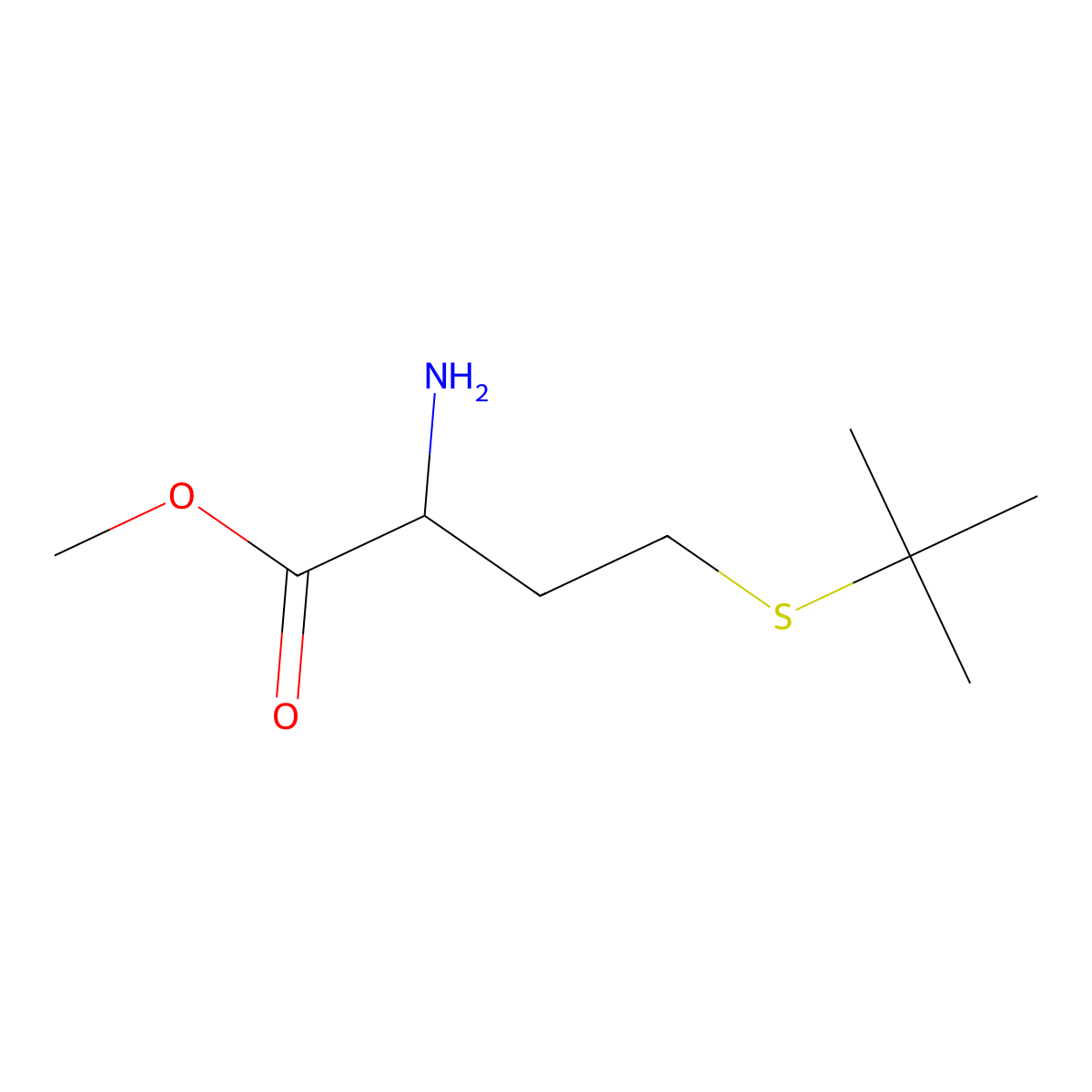 Methyl 2-amino-4-(tert-butylsulfanyl)butanoate molecular structure, CAS 1501995-23-8