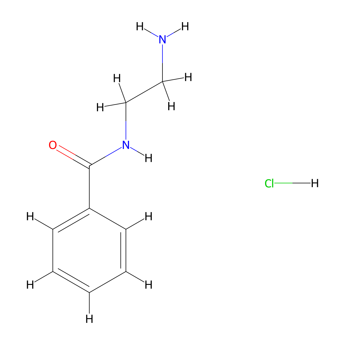 N-(2-aminoethyl)benzamide hydrochloride molecular structure, CAS 1502-45-0