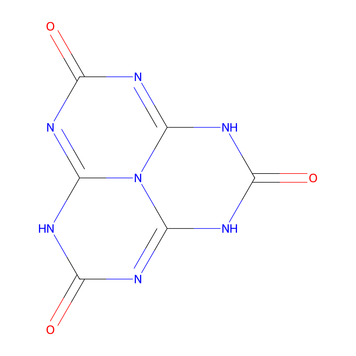 1,3,4,6,7,9,9b-Heptaazaphenalene-2,5,8(1H,3H,6H)-trione molecular structure, CAS 1502-46-1