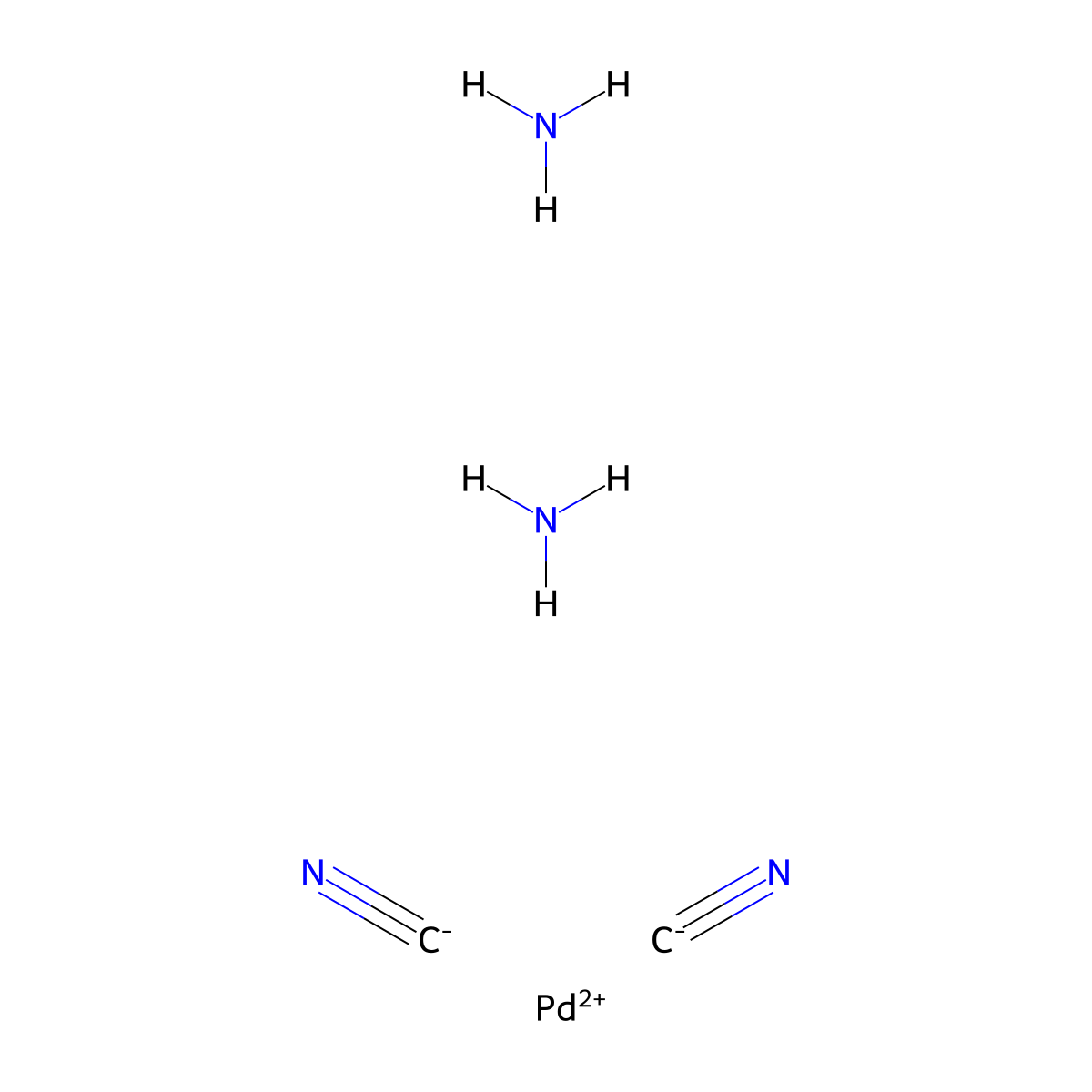 Diamminebis(cyano-C)palladium molecular structure, CAS 15020-94-7