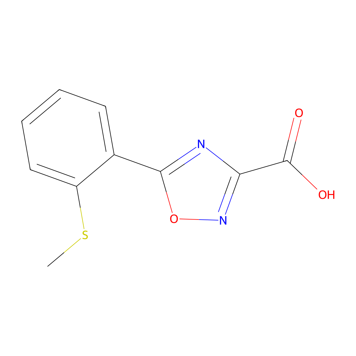 5-(2-(Methylthio)phenyl)-1,2,4-oxadiazole-3-carboxylic acid molecular structure, CAS 1502039-45-3