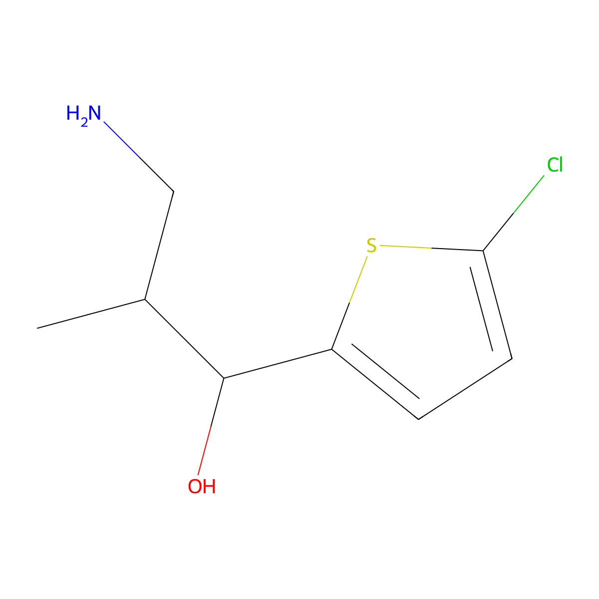 3-Amino-1-(5-chlorothiophen-2-yl)-2-methylpropan-1-ol molecular structure, CAS 1502057-52-4
