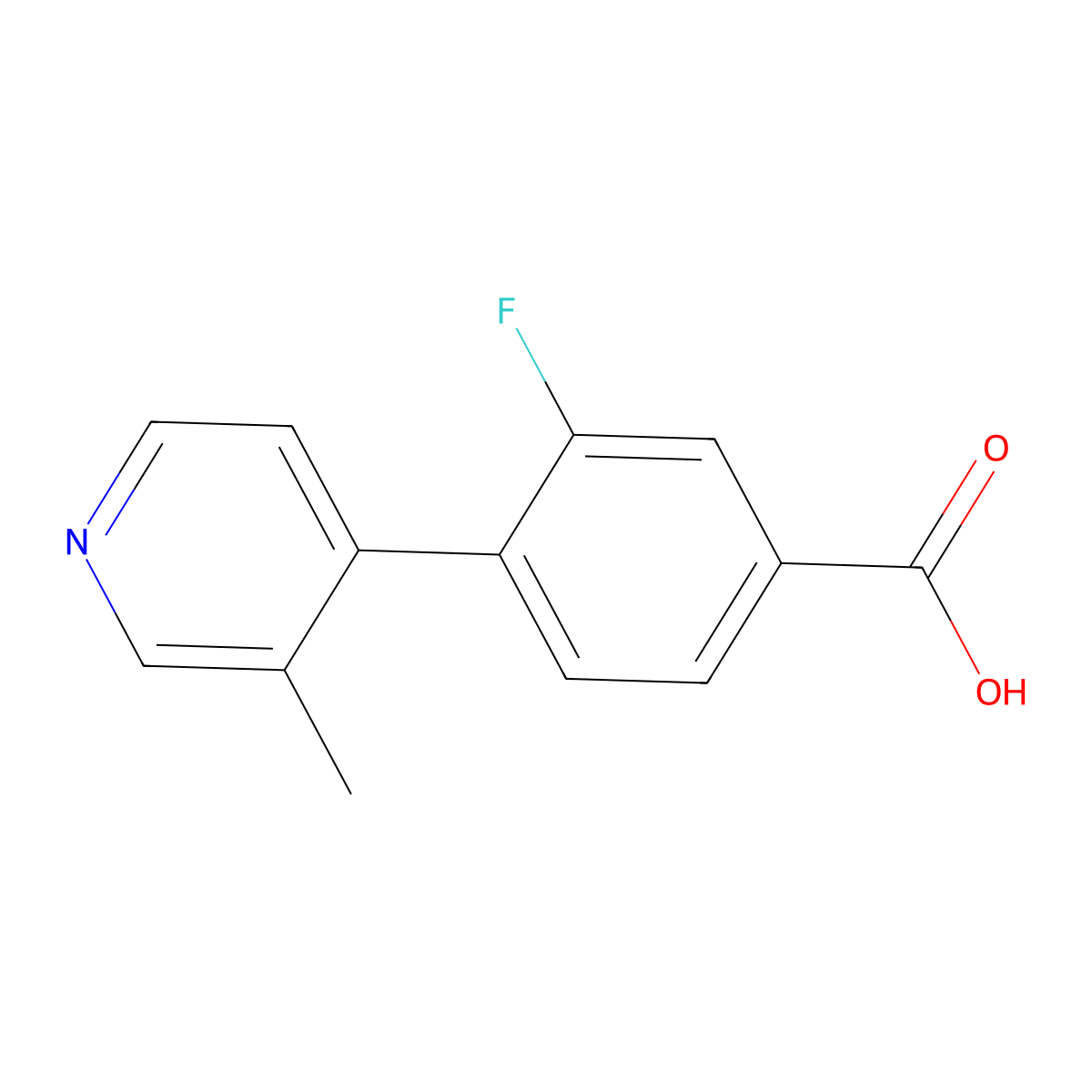 3-Fluoro-4-(3-methyl-4-pyridinyl)benzoic acid molecular structure, CAS 1502059-82-6