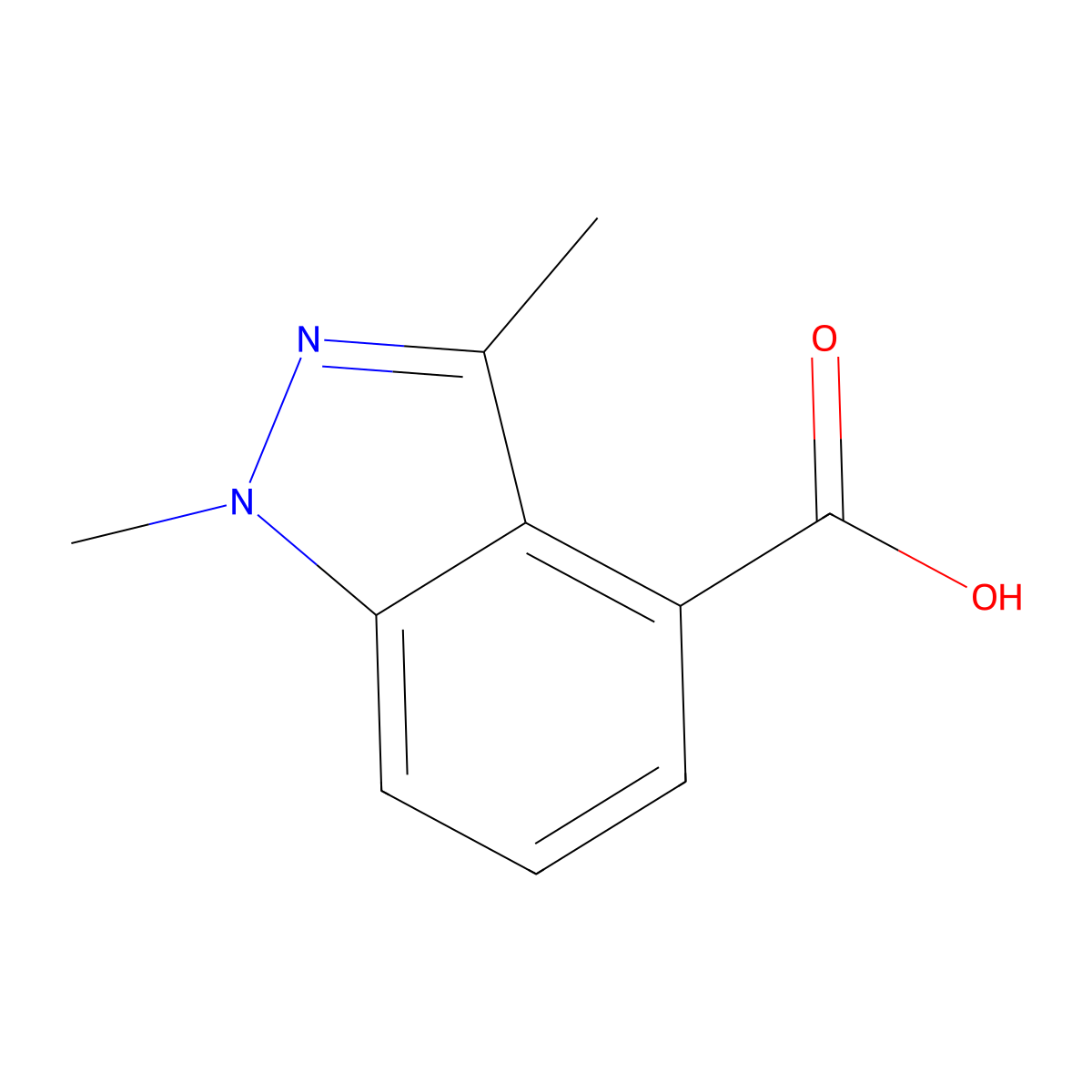 1,3-dimethyl-1H-indazole-4-carboxylic acid molecular structure, CAS 1502075-01-5
