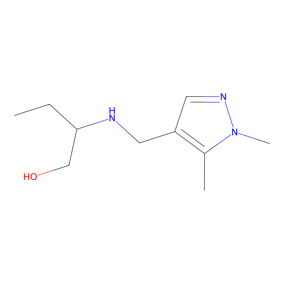 2-{[(1,5-dimethyl-1H-pyrazol-4-yl)methyl]amino}butan-1-ol molecular structure, CAS 1502079-62-0