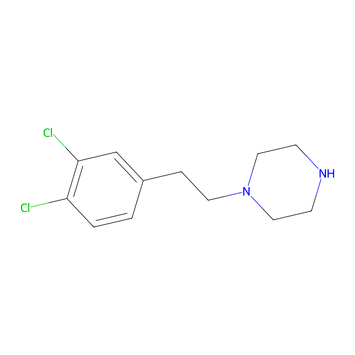 1-(2-(3,4-Dichlorophenyl)ethyl)piperazine molecular structure, CAS 150208-27-8