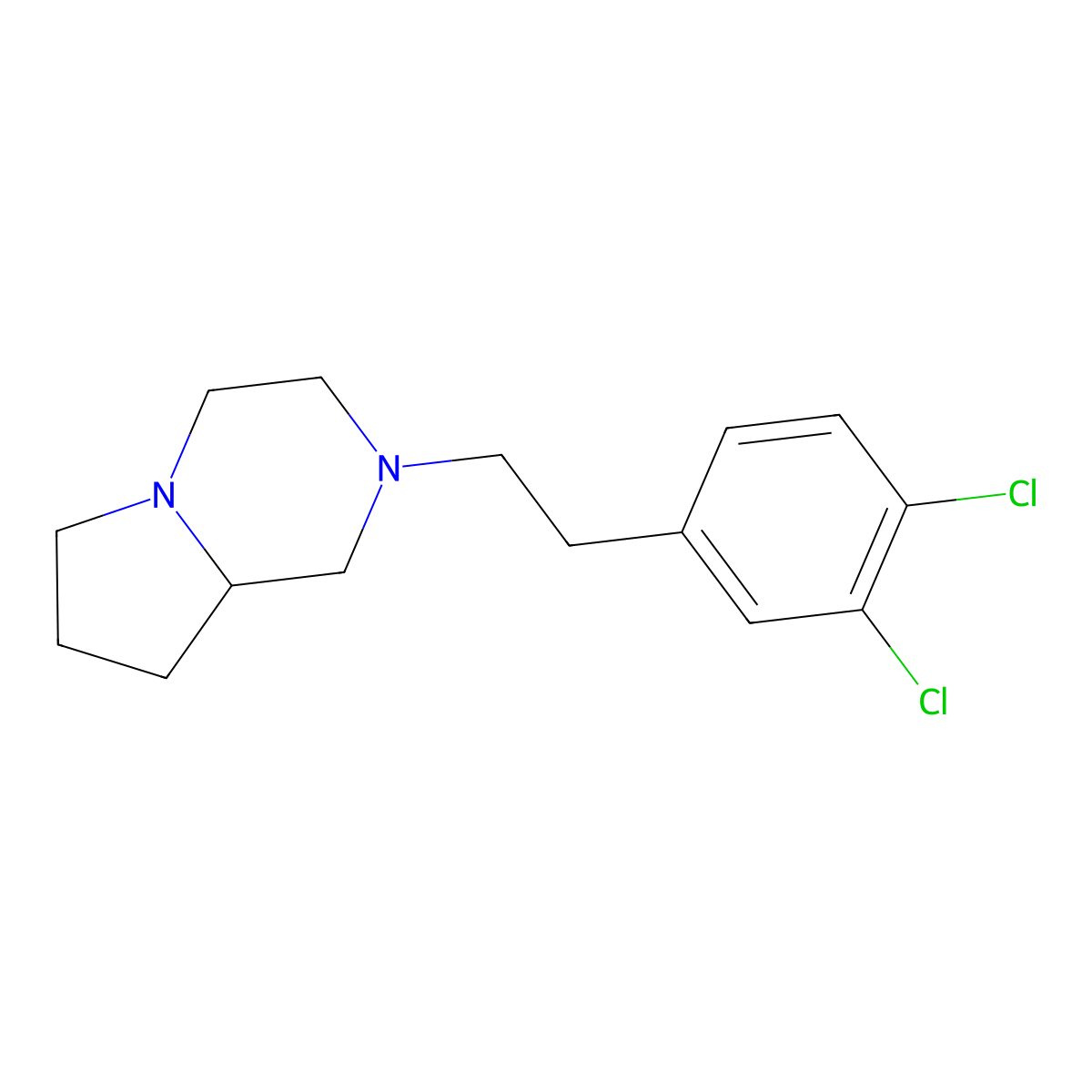 (8aR)-2-[2-(3,4-Dichlorophenyl)ethyl]octahydropyrrolo[1,2-a]pyrazine molecular structure, CAS 150208-44-9