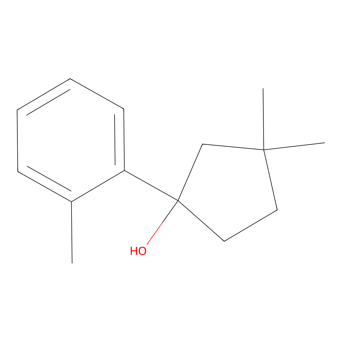 3,3-Dimethyl-1-(2-methylphenyl)cyclopentan-1-OL molecular structure, CAS 1502083-45-5