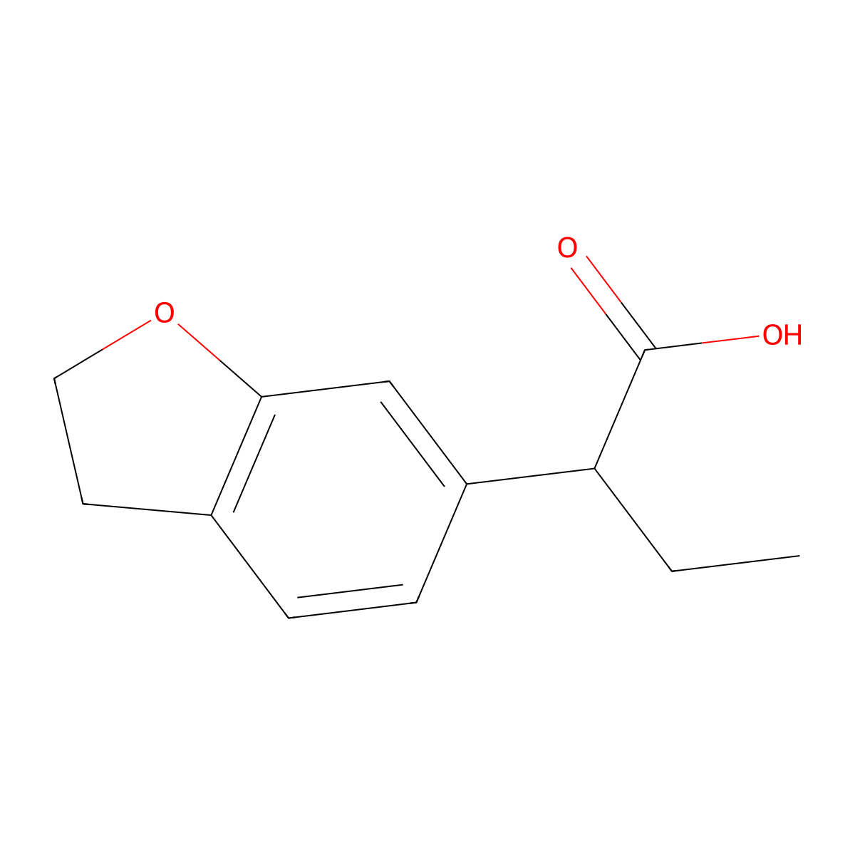 2-(2,3-Dihydro-1-benzofuran-6-yl)butanoic acid molecular structure, CAS 1502091-21-5