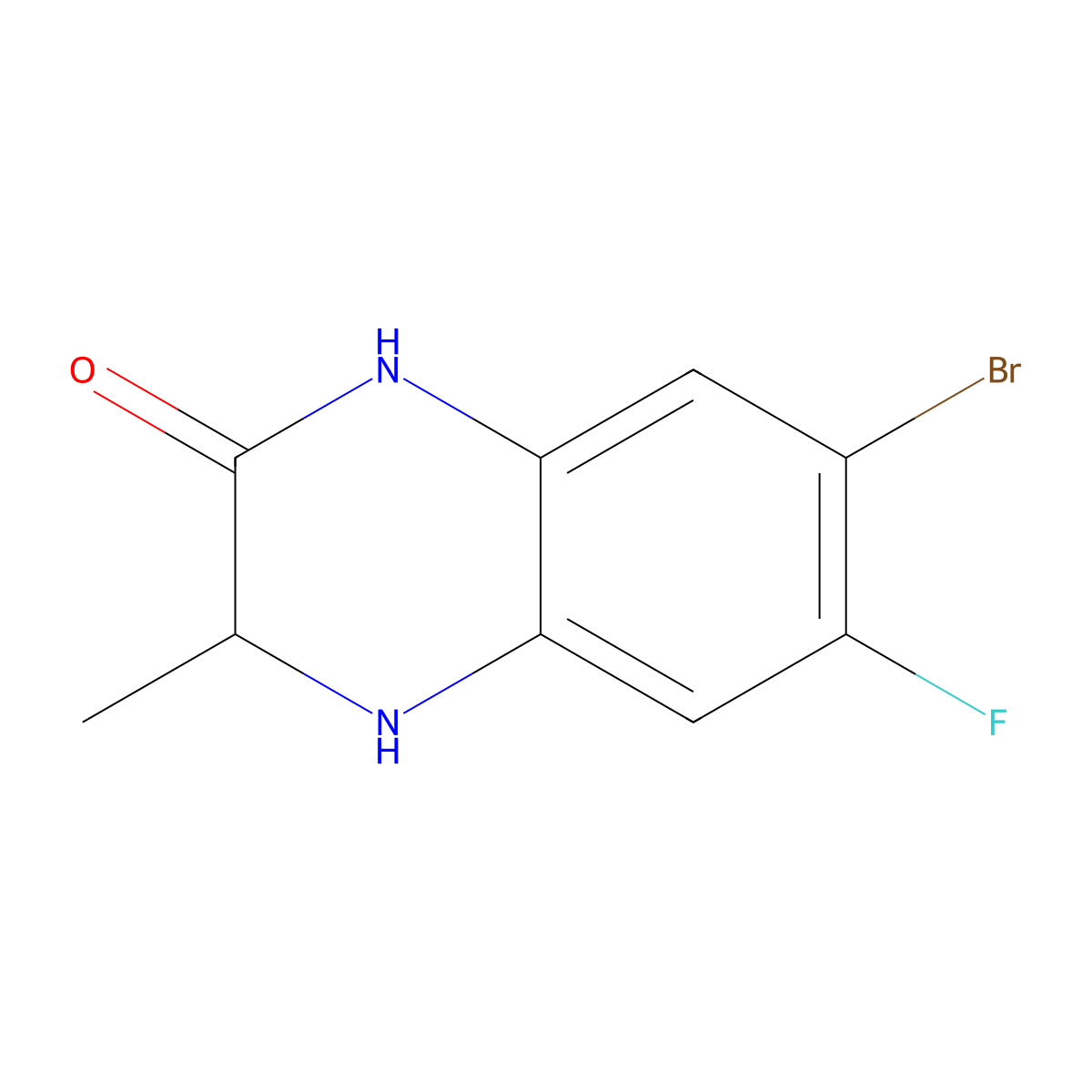 7-Bromo-6-fluoro-3-methyl-1,2,3,4-tetrahydroquinoxalin-2-one molecular structure, CAS 1502112-74-4