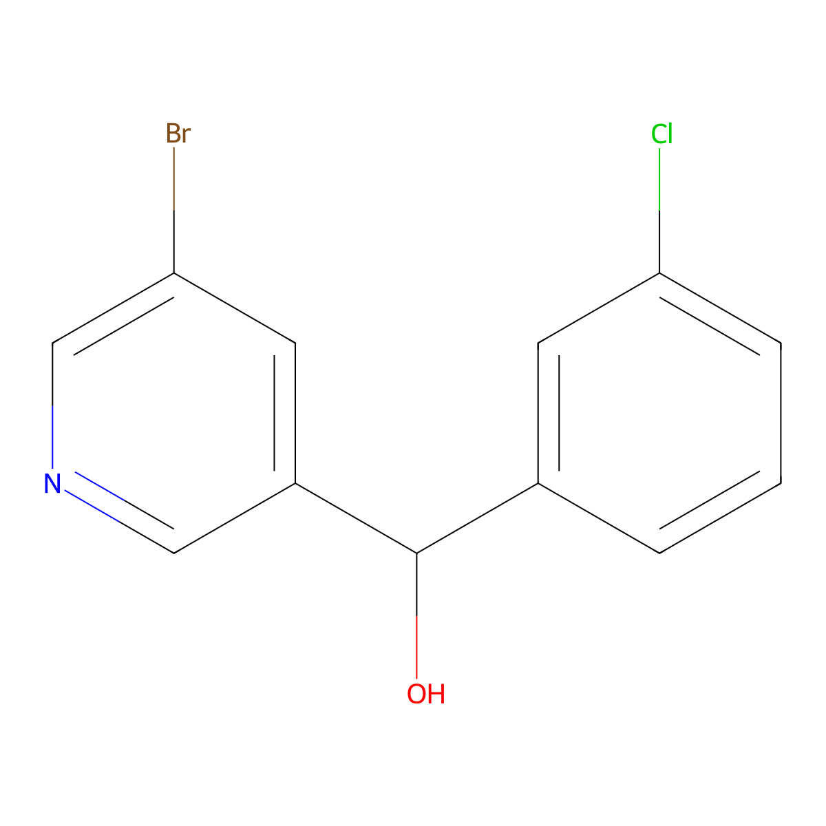 5-Bromo-alpha-(3-chlorophenyl)-3-pyridinemethanol molecular structure, CAS 1502119-00-7
