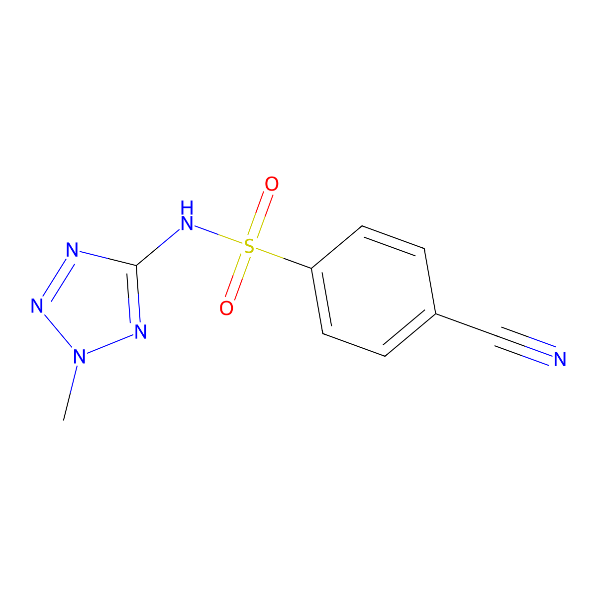 4-cyano-N-(2-methyl-2H-1,2,3,4-tetrazol-5-yl)benzene-1-sulfonamide molecular structure, CAS 1502127-41-4