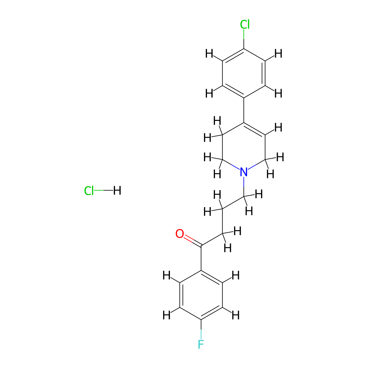 4(4-Chlorophenyl)-1-(4-(4-fluorophenyl)-4-oxobutyl)-1,2,3,6-tetrahydropyridine hydrochloride molecular structure, CAS 150214-91-8
