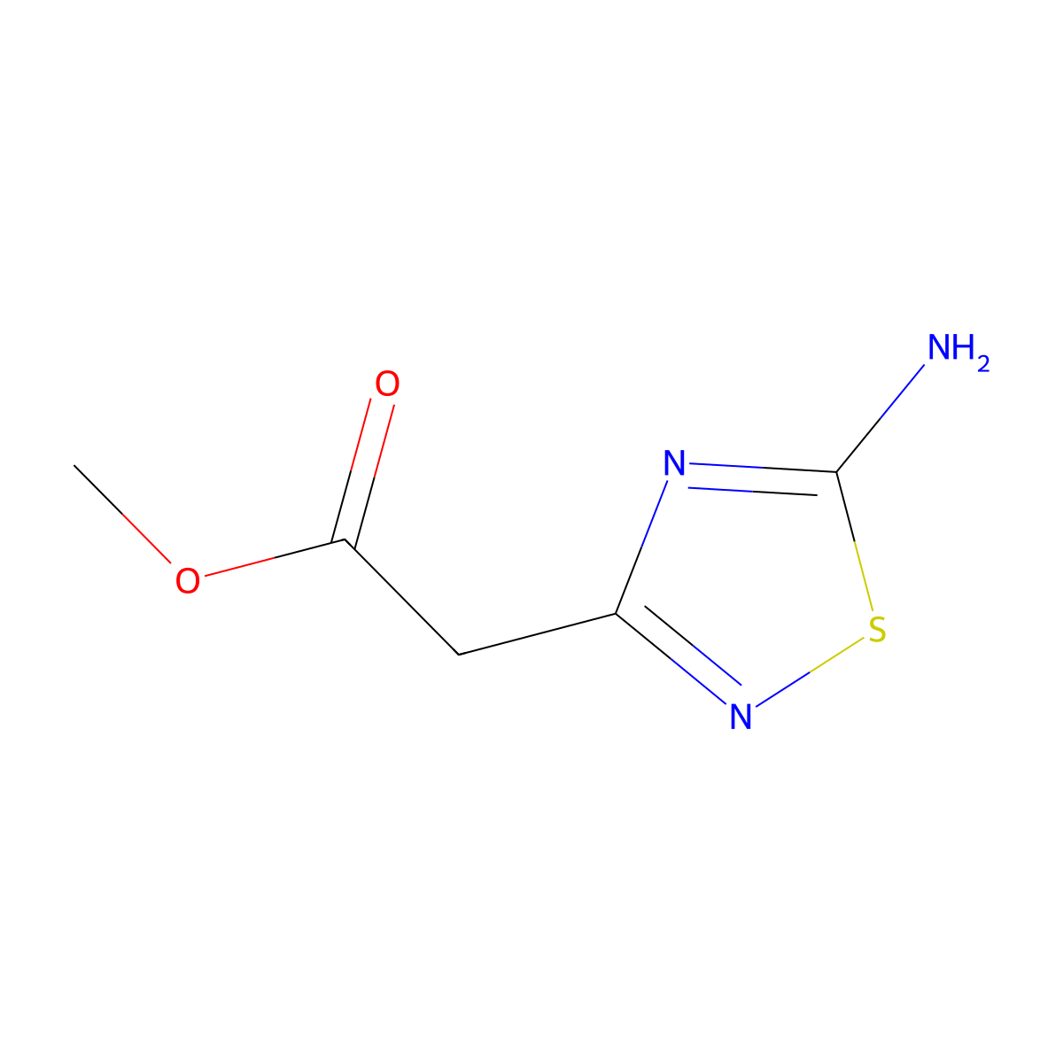 Methyl 2-(5-amino-1,2,4-thiadiazol-3-yl)acetate molecular structure, CAS 150215-43-3
