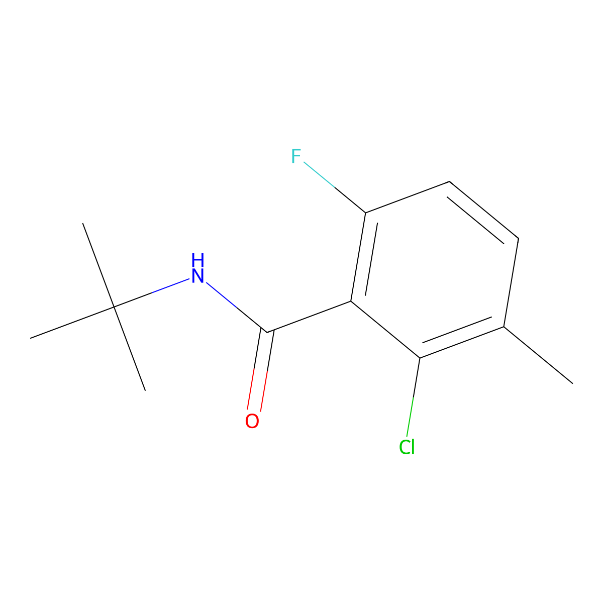 2-Chloro-N-(1,1-dimethylethyl)-6-fluoro-3-methylbenzamide molecular structure, CAS 1502161-26-3