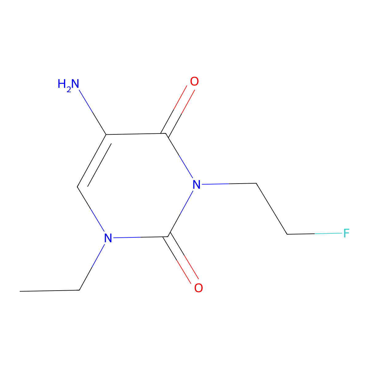 5-Amino-1-ethyl-3-(2-fluoroethyl)-1,2,3,4-tetrahydropyrimidine-2,4-dione molecular structure, CAS 1502162-31-3