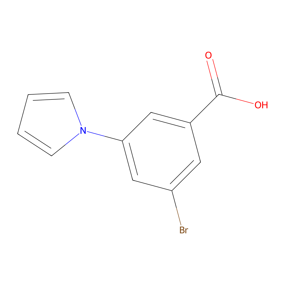 3-bromo-5-(1H-pyrrol-1-yl)benzoic acid molecular structure, CAS 1502169-97-2