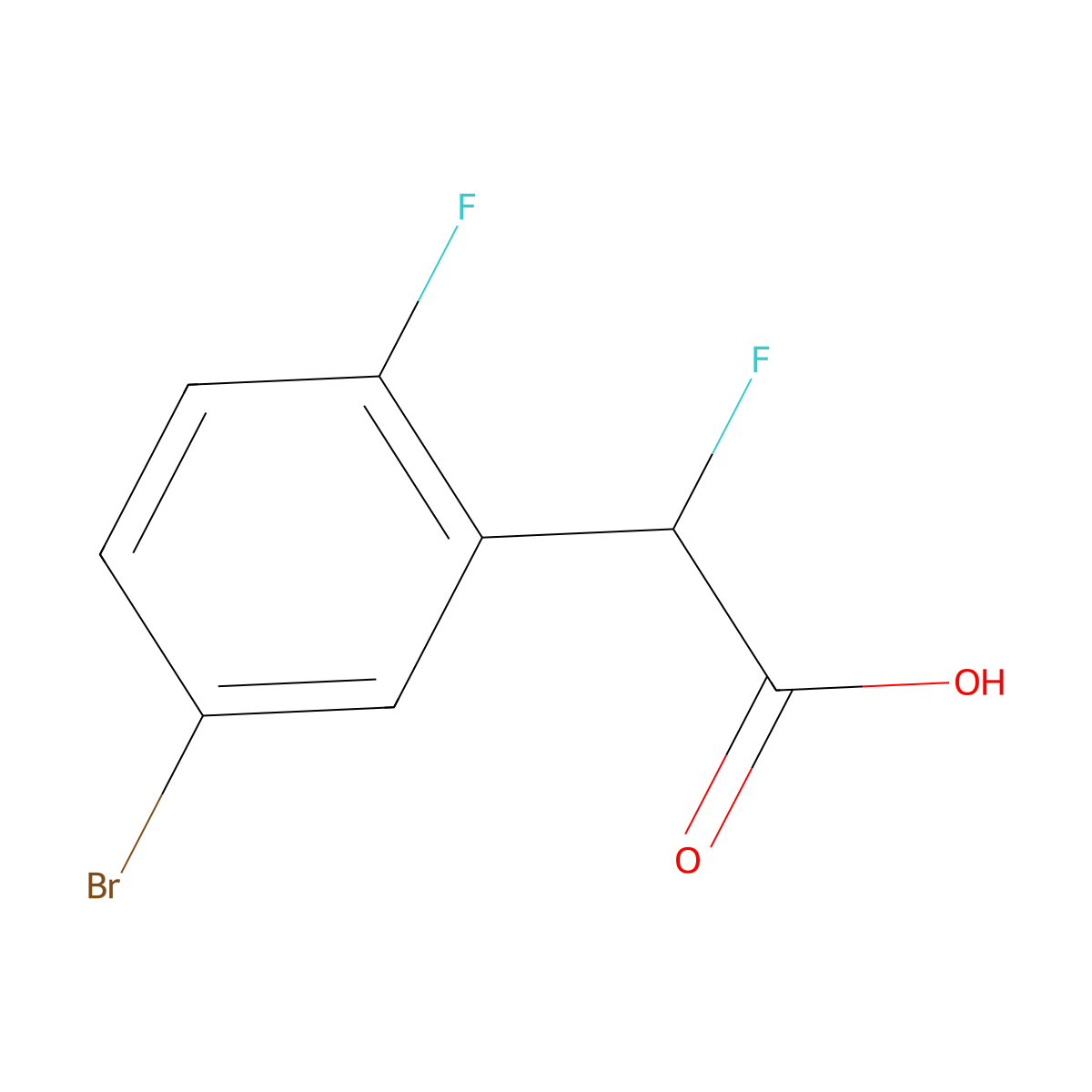 2-(5-Bromo-2-fluorophenyl)-2-fluoroacetic acid molecular structure, CAS 1502172-26-0