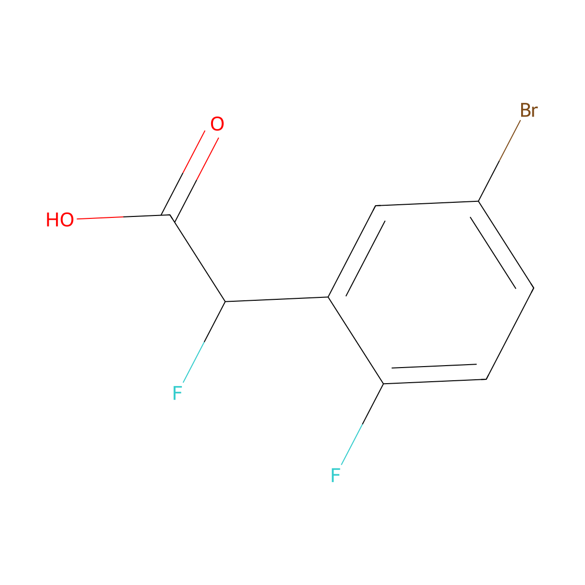 2-(5-Bromo-2-fluorophenyl)-2-fluoroacetic acid molecular structure, CAS 1502172-26-0