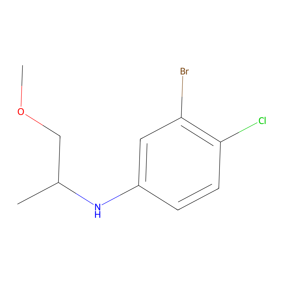 3-bromo-4-chloro-N-(1-methoxypropan-2-yl)aniline molecular structure, CAS 1502189-09-4