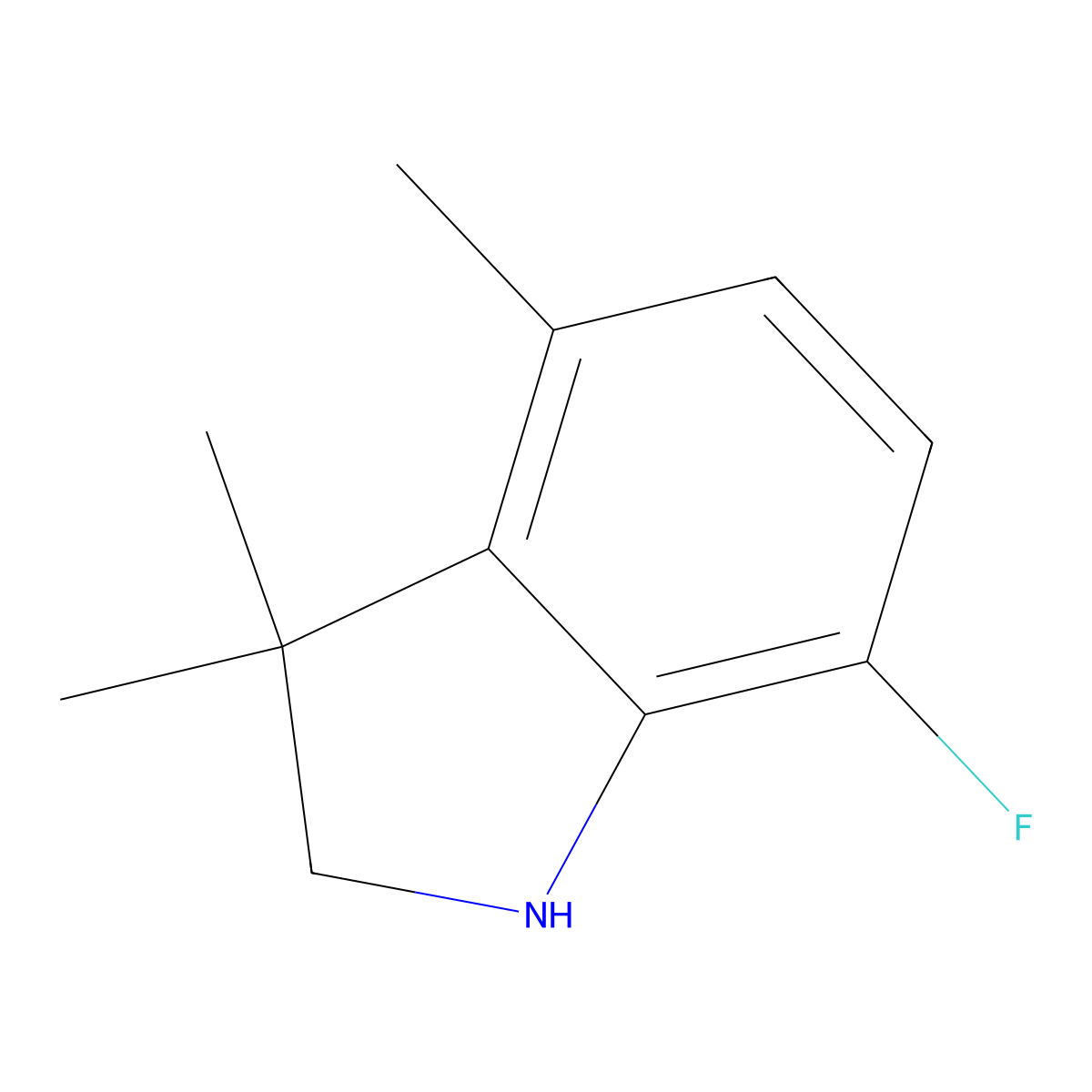 7-fluoro-3,3,4-trimethyl-2,3-dihydro-1H-indole molecular structure, CAS 1502193-40-9