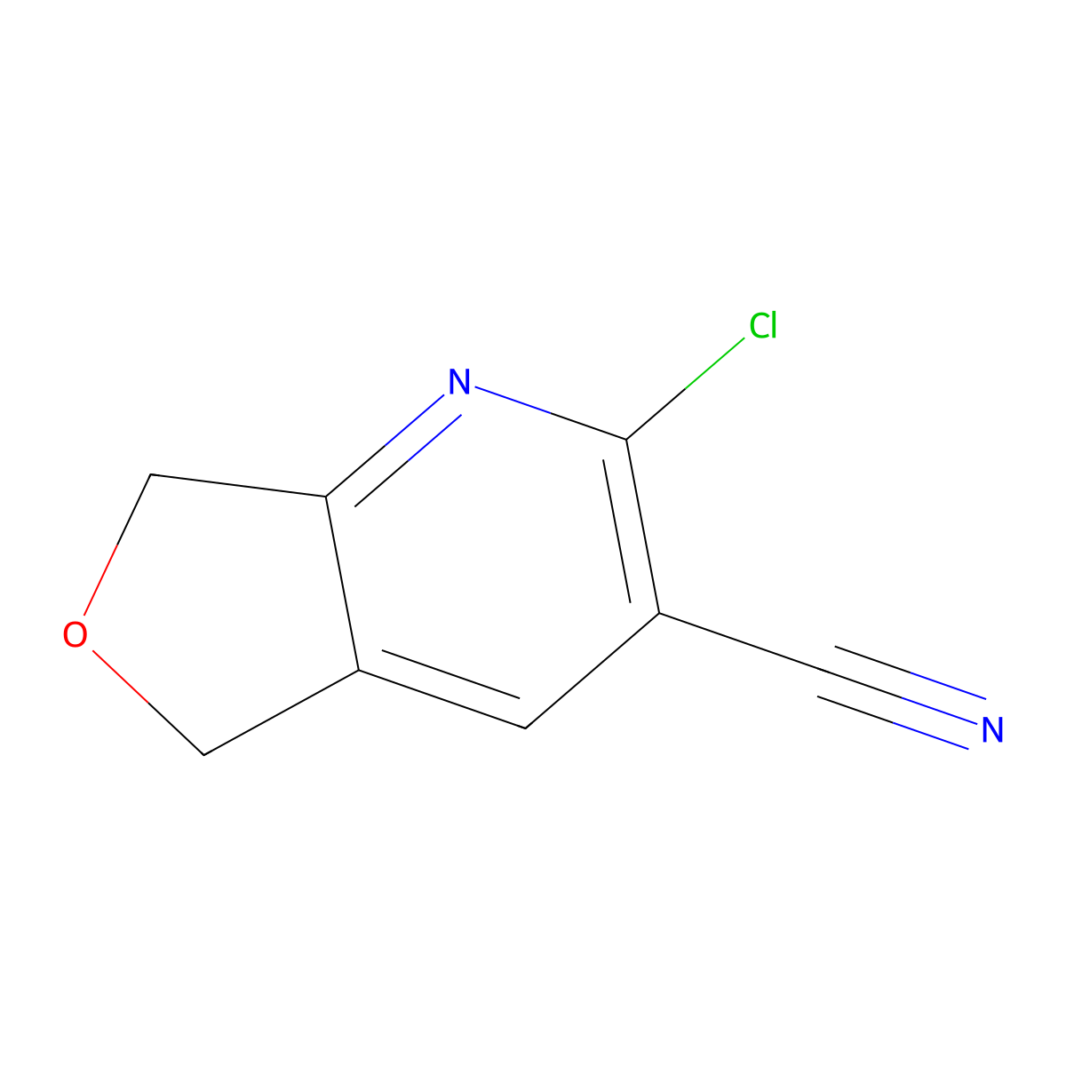 2-chloro-5H,7H-furo(3,4-b)pyridine-3-carbonitrile molecular structure, CAS 1502197-74-1