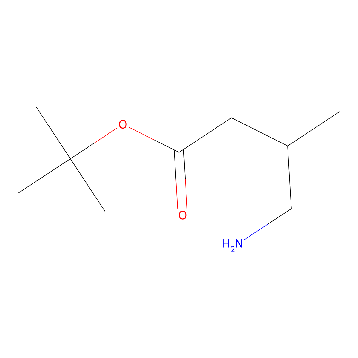 Tert-butyl 4-amino-3-methylbutanoate molecular structure, CAS 1502213-60-6