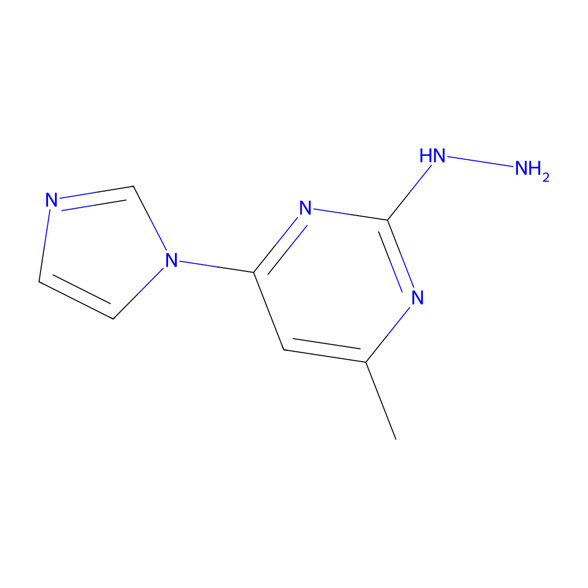 2-hydrazinyl-4-(1H-imidazol-1-yl)-6-methylpyrimidine molecular structure, CAS 1502217-62-0
