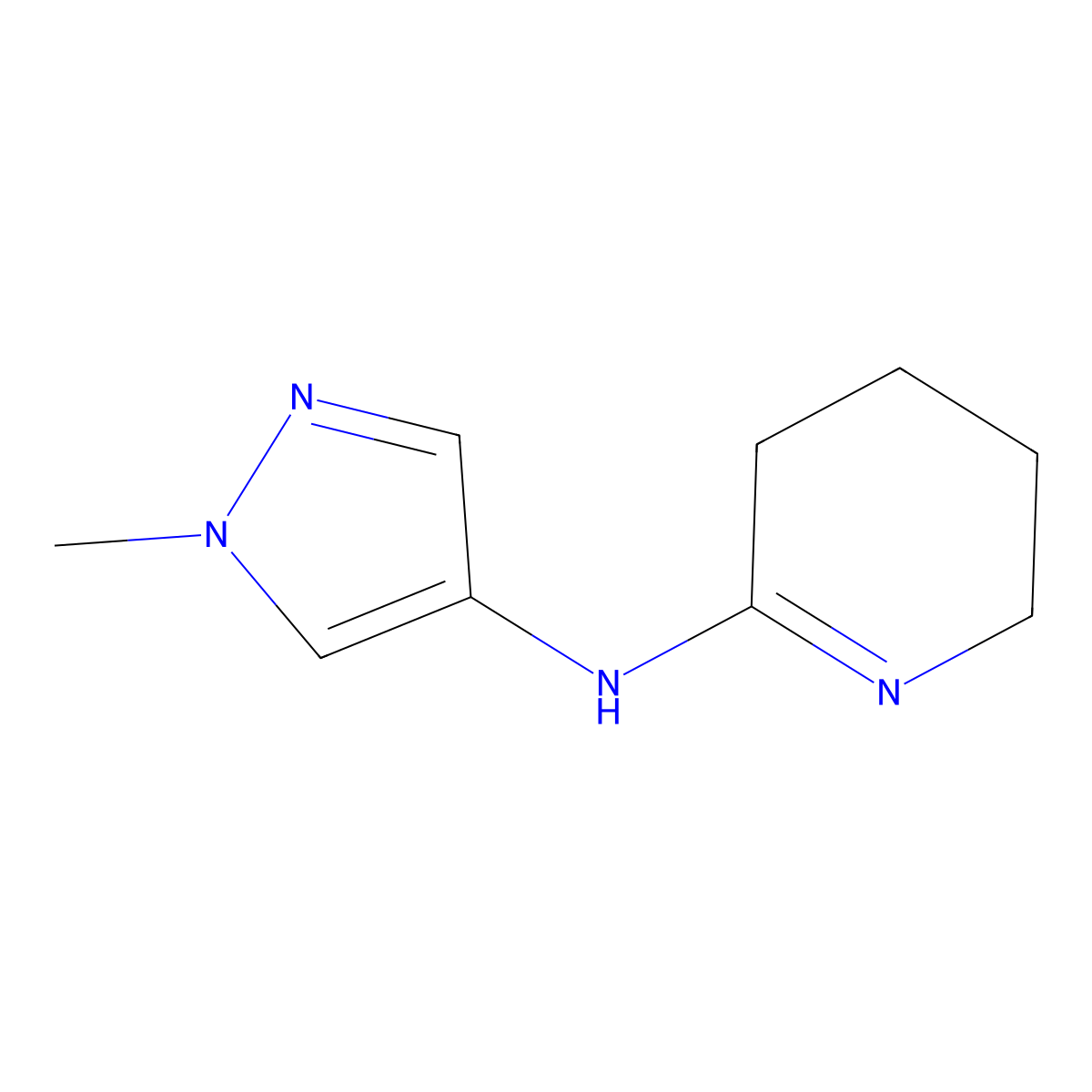 N-(1-Methyl-1H-pyrazol-4-yl)-3,4,5,6-tetrahydropyridin-2-amine molecular structure, CAS 1502220-61-2
