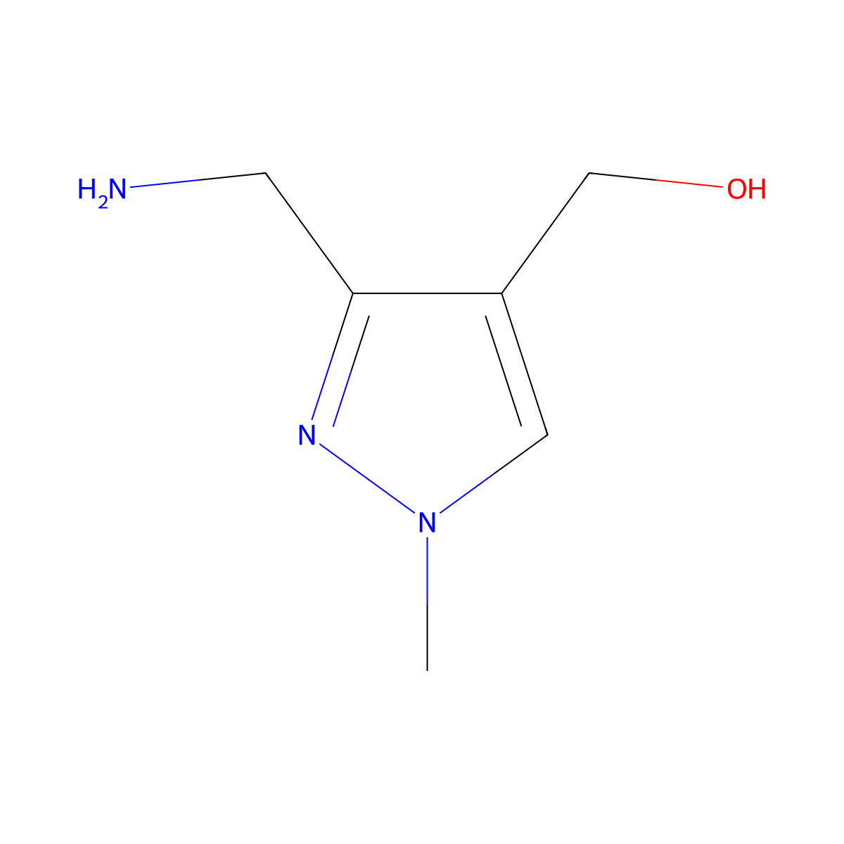 [3-(aminomethyl)-1-methyl-1H-pyrazol-4-yl]methanol molecular structure, CAS 1502233-81-9