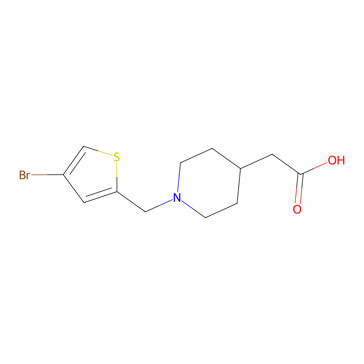 2-{1-[(4-Bromothiophen-2-yl)methyl]piperidin-4-yl}acetic acid molecular structure, CAS 1502238-15-4