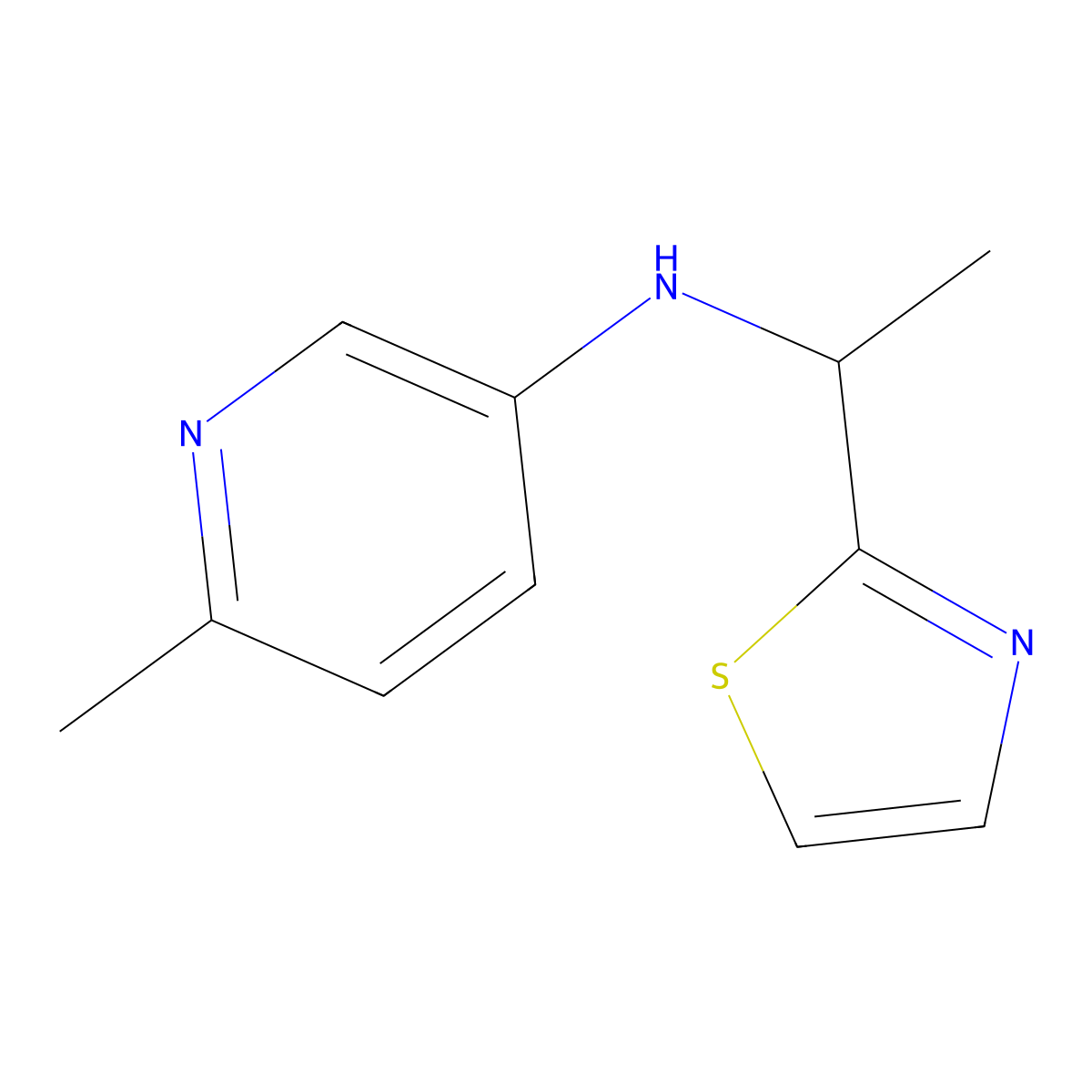 6-Methyl-N-[1-(1,3-thiazol-2-yl)ethyl]pyridin-3-amine molecular structure, CAS 1502243-26-6