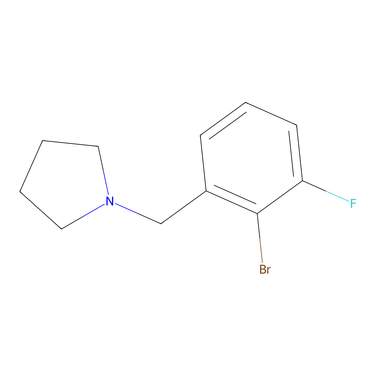 1-[(2-Bromo-3-fluorophenyl)methyl]pyrrolidine molecular structure, CAS 1502246-72-1
