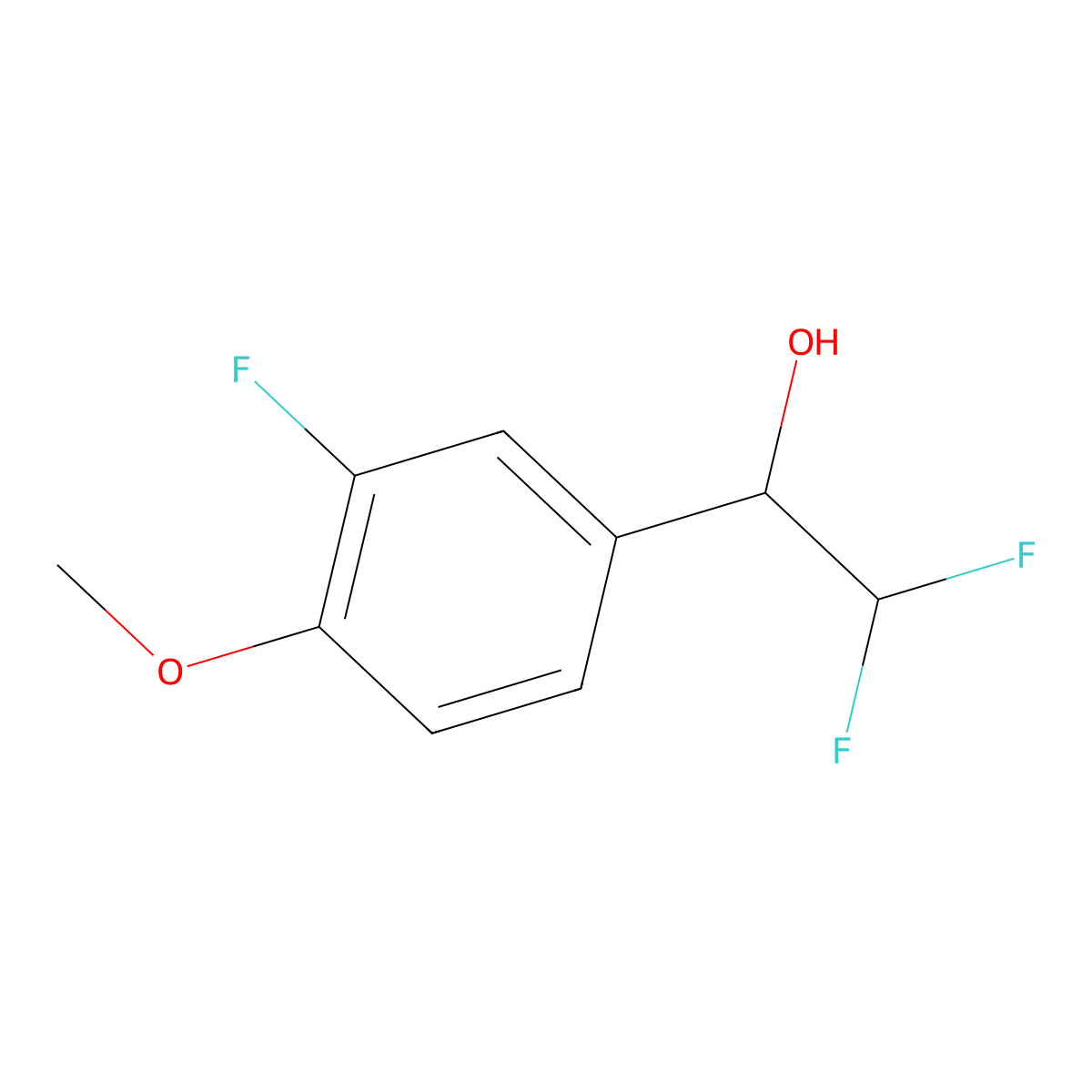 2,2-Difluoro-1-(3-fluoro-4-methoxyphenyl)ethan-1-ol molecular structure, CAS 1502247-44-0