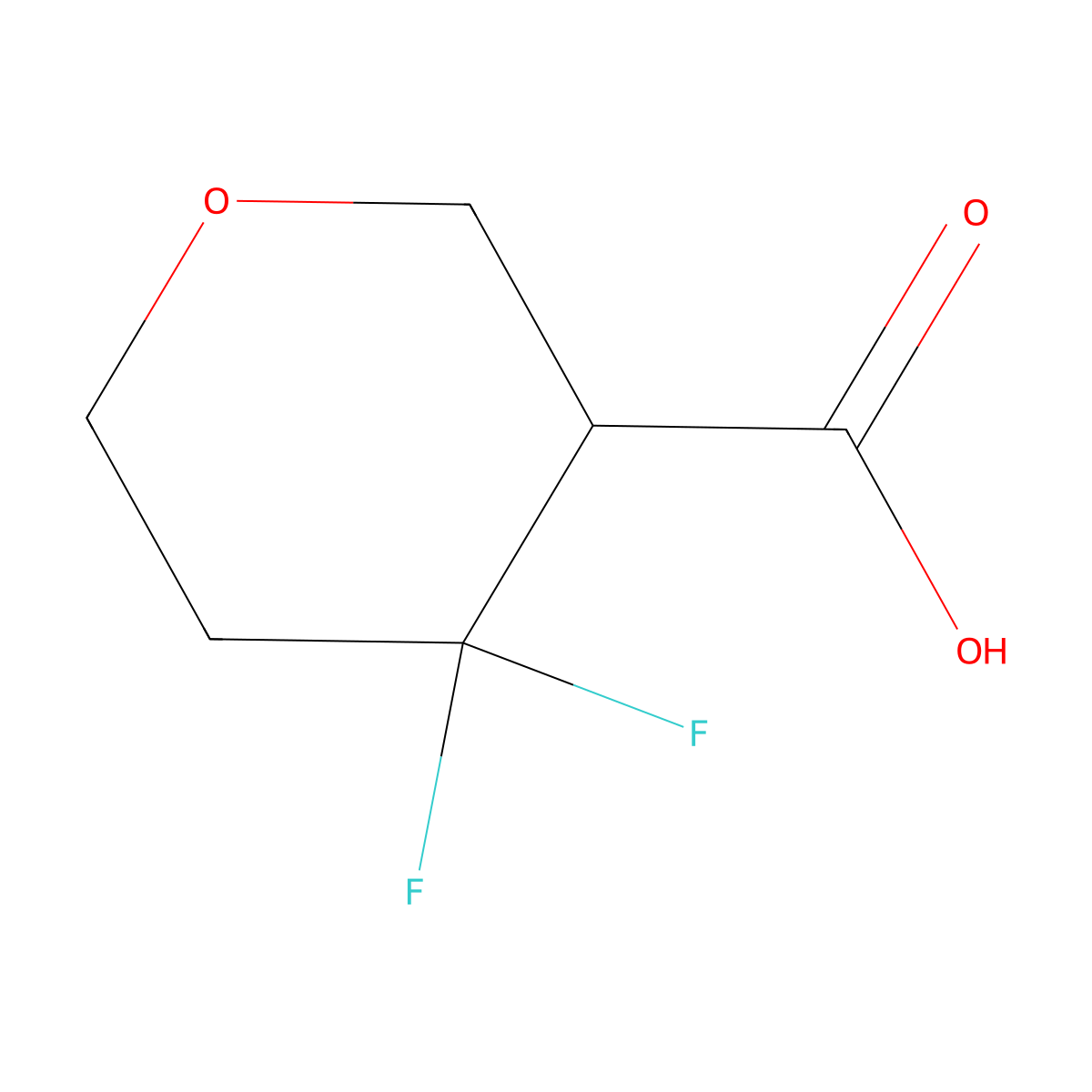 4,4-Difluorooxane-3-carboxylic acid molecular structure, CAS 1502280-72-9