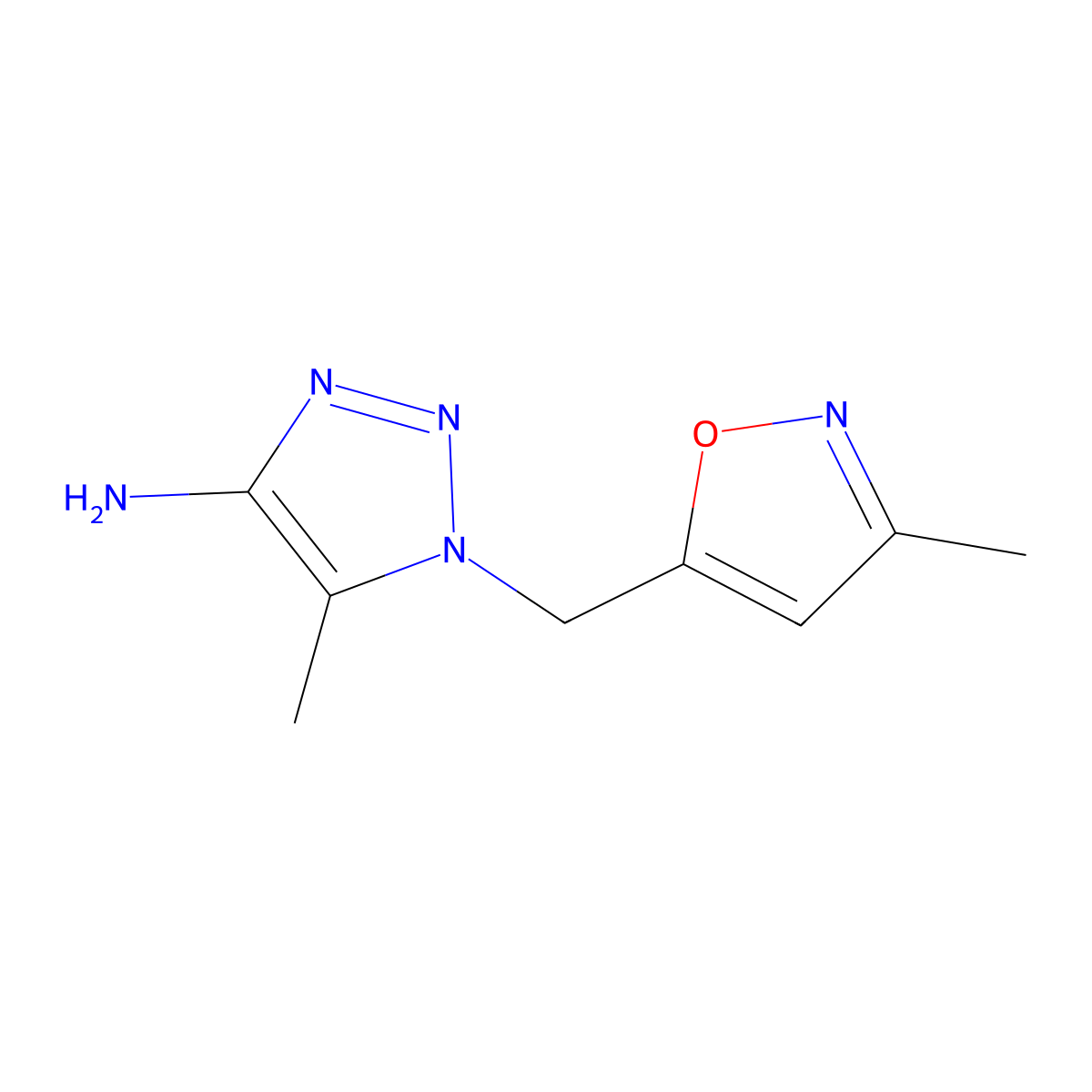 5-methyl-1-[(3-methyl-1,2-oxazol-5-yl)methyl]-1H-1,2,3-triazol-4-amine molecular structure, CAS 1502292-20-7