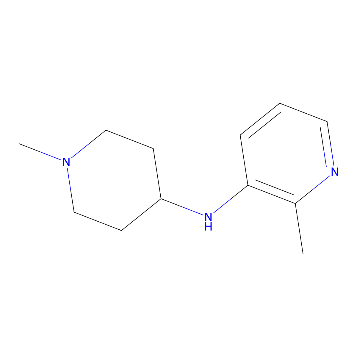 2-Methyl-N-(1-methylpiperidin-4-yl)pyridin-3-amine molecular structure, CAS 1502302-33-1