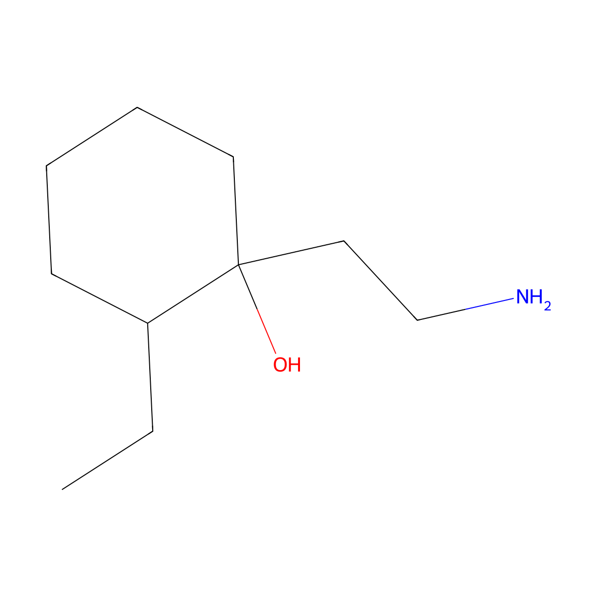 1-(2-Aminoethyl)-2-ethylcyclohexan-1-ol molecular structure, CAS 1502347-75-2