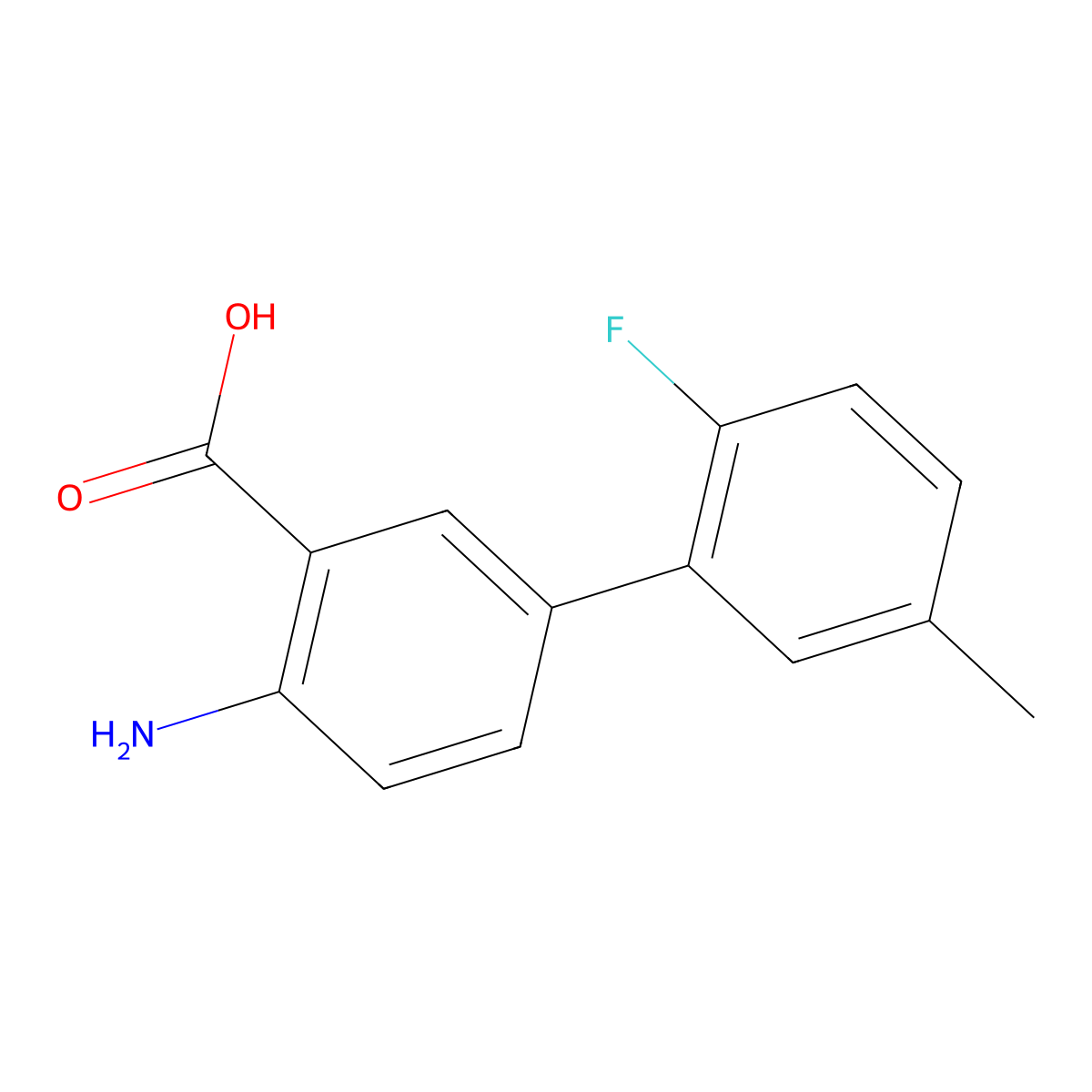 4-Amino-2'-fluoro-5'-methyl-[1,1'-biphenyl]-3-carboxylic acid molecular structure, CAS 1502365-83-4