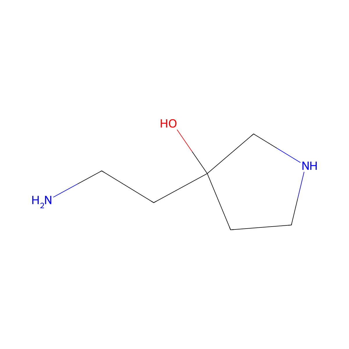 3-(2-Aminoethyl)pyrrolidin-3-ol molecular structure, CAS 1502370-48-0