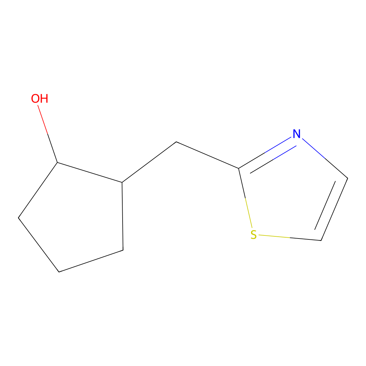 2-(Thiazol-2-ylmethyl)cyclopentan-1-ol molecular structure, CAS 1502371-84-7