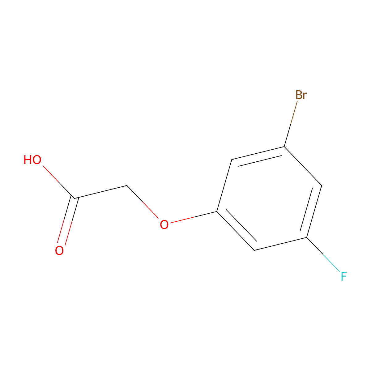 2-(3-Bromo-5-fluorophenoxy)acetic acid molecular structure, CAS 1502375-38-3