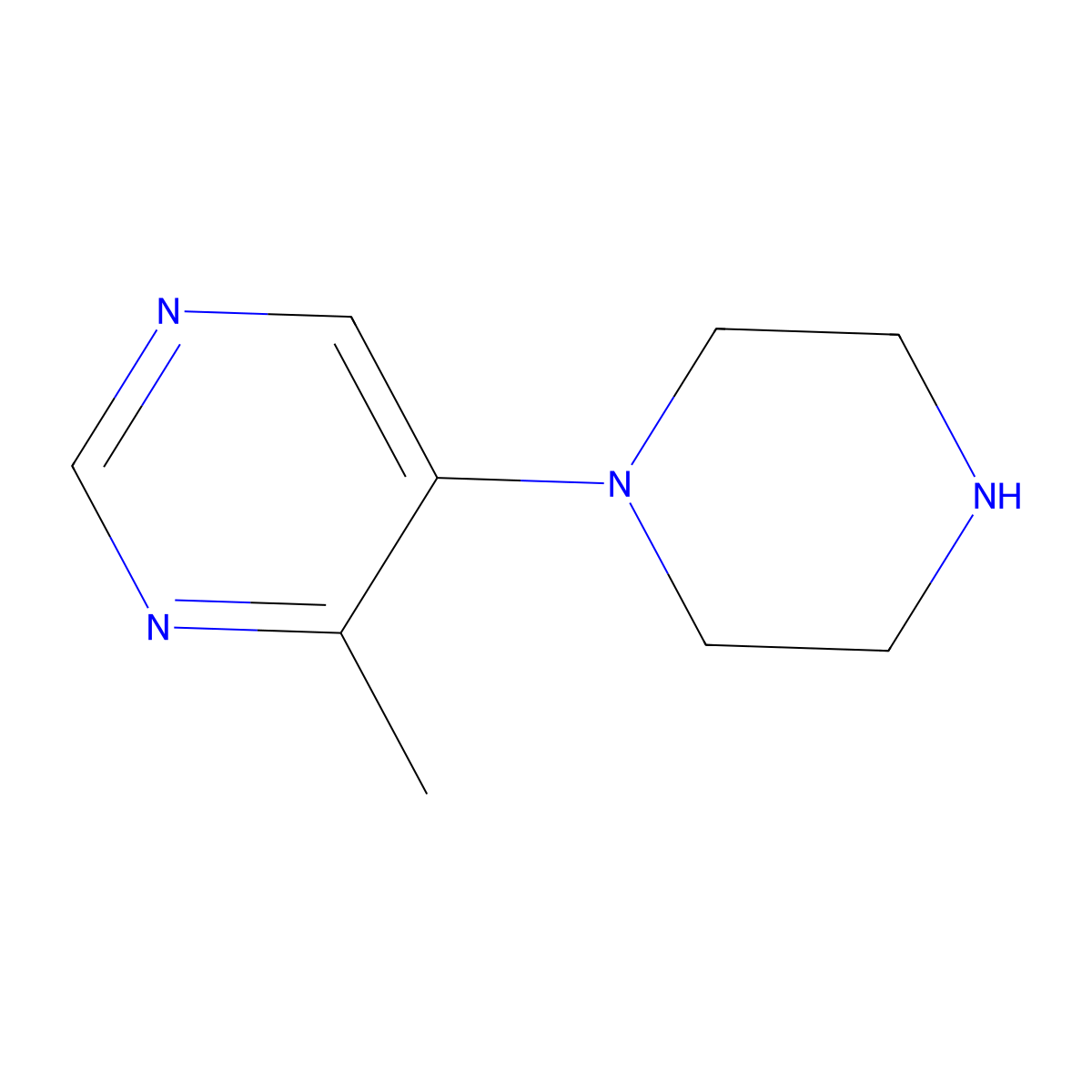 4-Methyl-5-(piperazin-1-yl)pyrimidine molecular structure, CAS 1502408-00-5