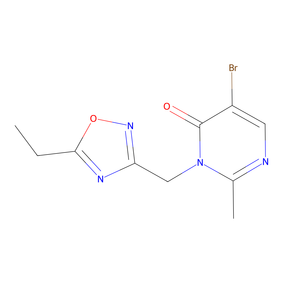 5-Bromo-3-[(5-ethyl-1,2,4-oxadiazol-3-yl)methyl]-2-methyl-3,4-dihydropyrimidin-4-one molecular structure, CAS 1502433-71-7