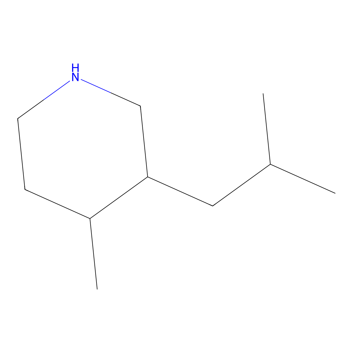 4-Methyl-3-(2-methylpropyl)piperidine molecular structure, CAS 1502435-03-1