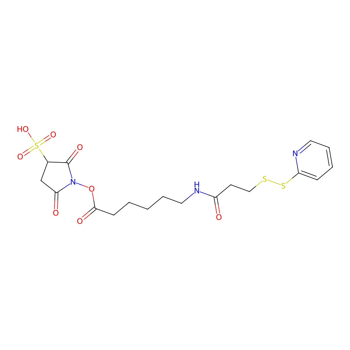 Sulphosuccinimidyl 6-(3-(2-pyridyldithio)propionamido)hexanoate molecular structure, CAS 150244-18-1