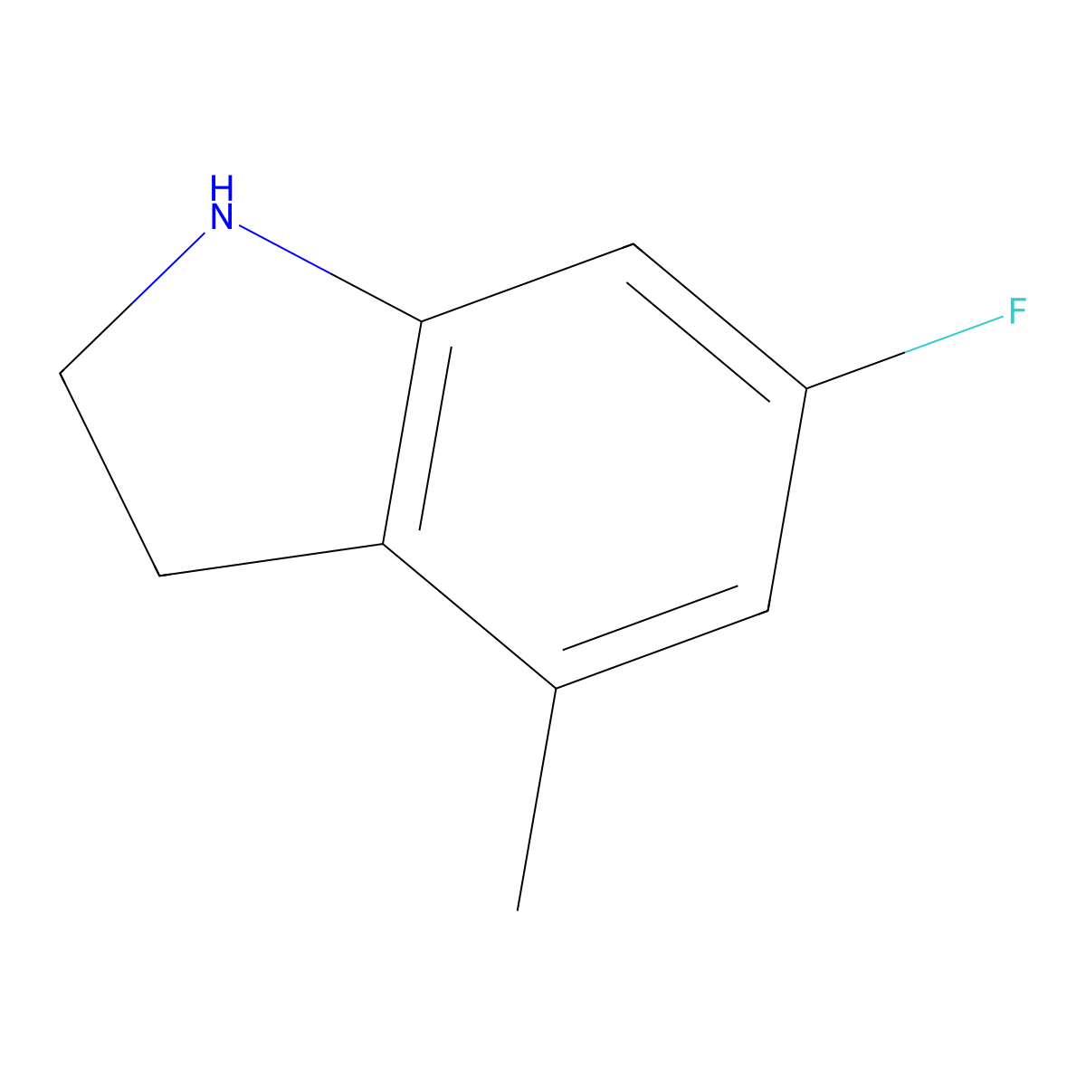 6-fluoro-4-methyl-2,3-dihydro-1H-indole molecular structure, CAS 1502441-13-5